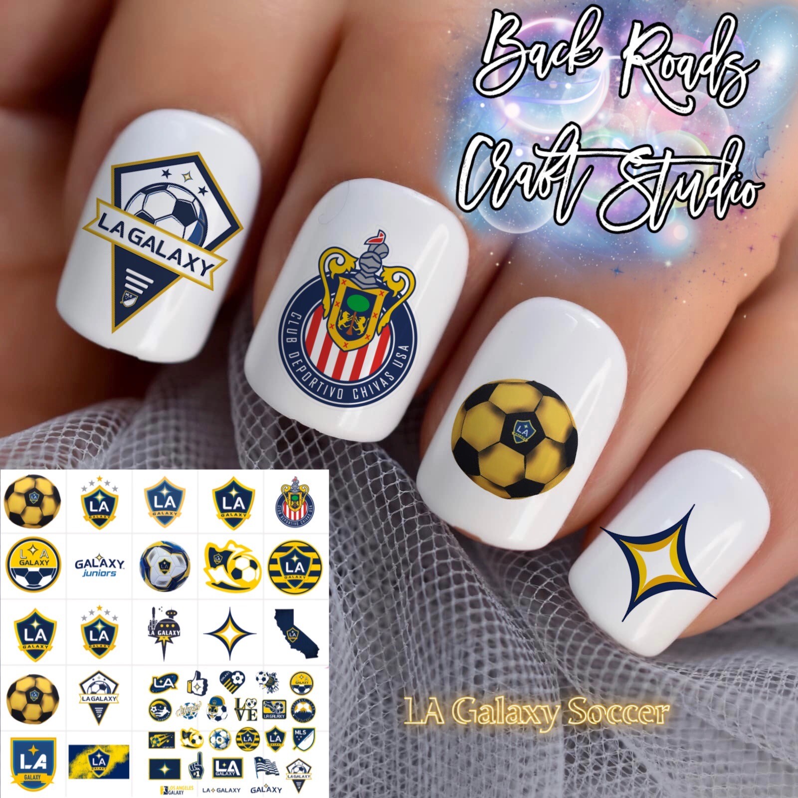 LA Galaxy Soccer  Waterslide Nail Decals Set Of 50  Instructions