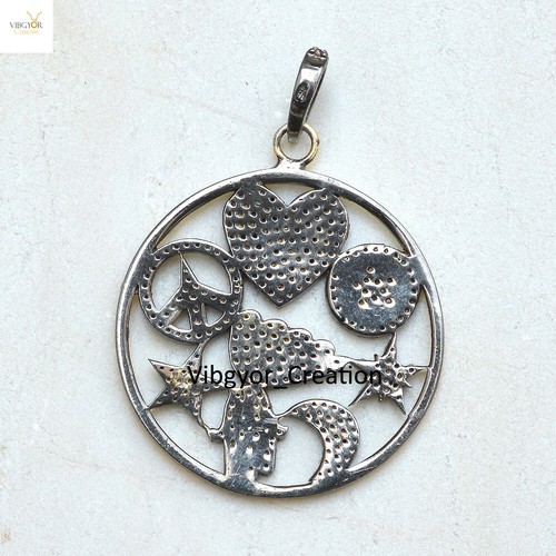 Ciondolo Cuore Rubino Diamante Naturale Argento 925 Placcato Oro 925 Collana Hamsa Pace - Foto 3 di 3
