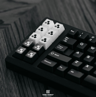 RAMA WORKS x ION Artisan Novelty MX Keycap for Mechanical Keyboards Black White