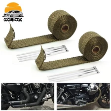 2 Roll x 2"32.8' Titanium Exhaust Wrap Header Manifold Fiberglass Heat Wrap Tape