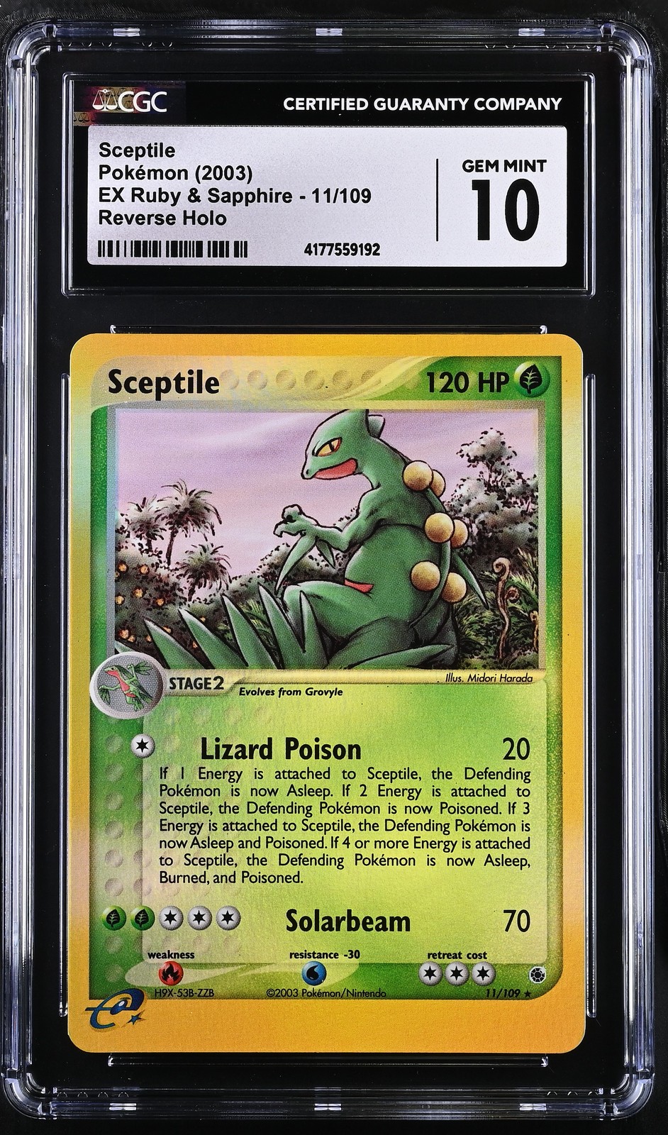 CGC GEM MINT 10 Sceptile 2003 EX Ruby & Sapphire #11/109 Reverse Holo Pokémon