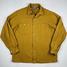Vintage Pendleton Wool Loop Collar Shirt USA Made Mustard 60s 70s Board Shirt