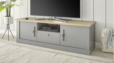 Lowboard 32 Chambord TV Board Fernseher Board Wohnzimmerschrank 2-türig hellgrau
