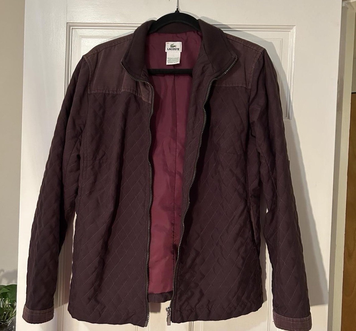 Lacoste Quilted Diamond Pattern Lined Zipper Jack… - image 1