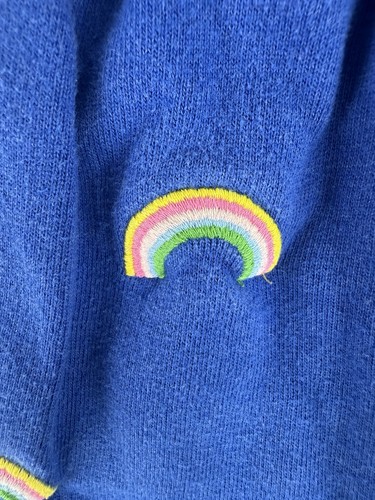 Mini Boden Jersey Shorts Size 10Y Blue Embroidered Rainbow Rainbows - Picture 3 of 11