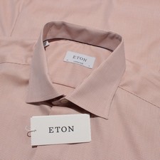 Eton NWT Dress Shirt Size 43 17 Contemporary Fit in Orange Blue 100 Cotton