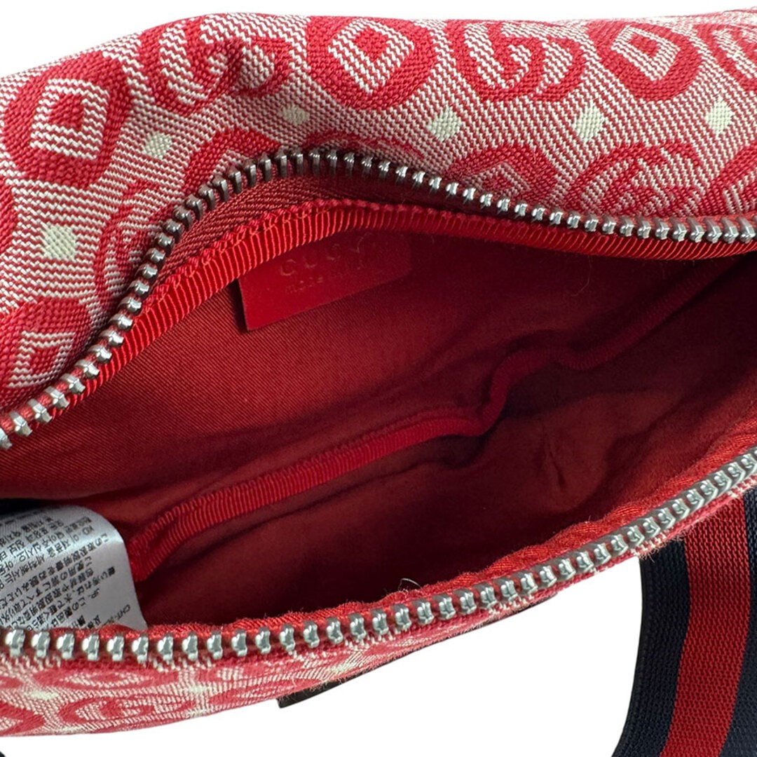 GUCCI Waist Bag Nylon Canvas Red Used +Free Shipping thumbnail 5