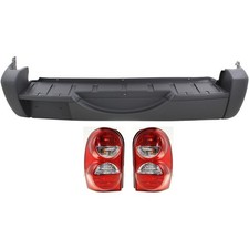 Rear Bumper Cover And Tail Light Kit For 2005-2007 Jeep Liberty Textured 3 Pcs