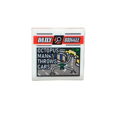 Custom LEGO  Tile 2x2 ''Daily Briggle - OCTOPUS MAN THROWS CARS'' bedruckt   Fan D