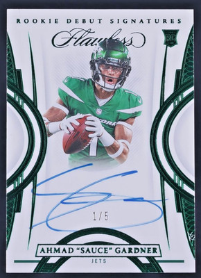 Ahmad Sauce Gardner 2022 Flawless Rookie Debut Signatures 1/5 RC Auto