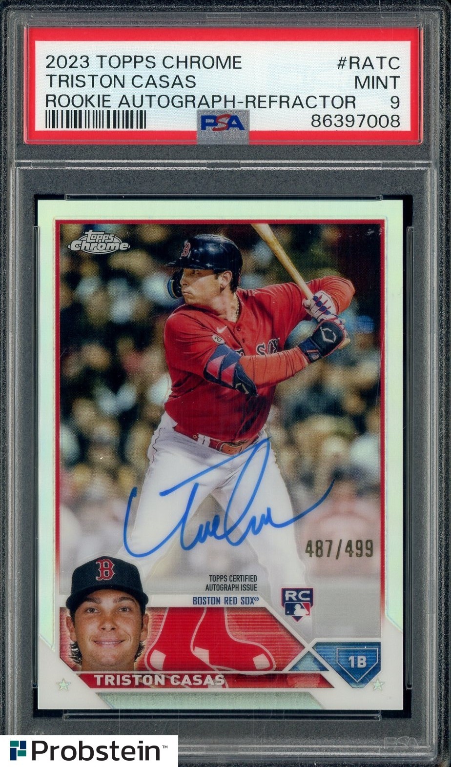 2023 Topps Chrome Refractor Triston Casas Red Sox RC Rookie AUTO /499 PSA 9