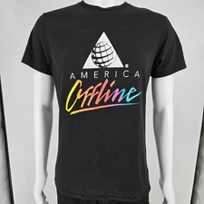 2010s "America Offline" America Online Rainbow Logo Parody Black T-Shirt (M)