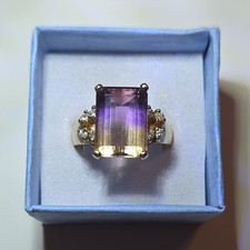 Vintage 14k Gold Emerald-Cut 5 Ct Ametrine 50...