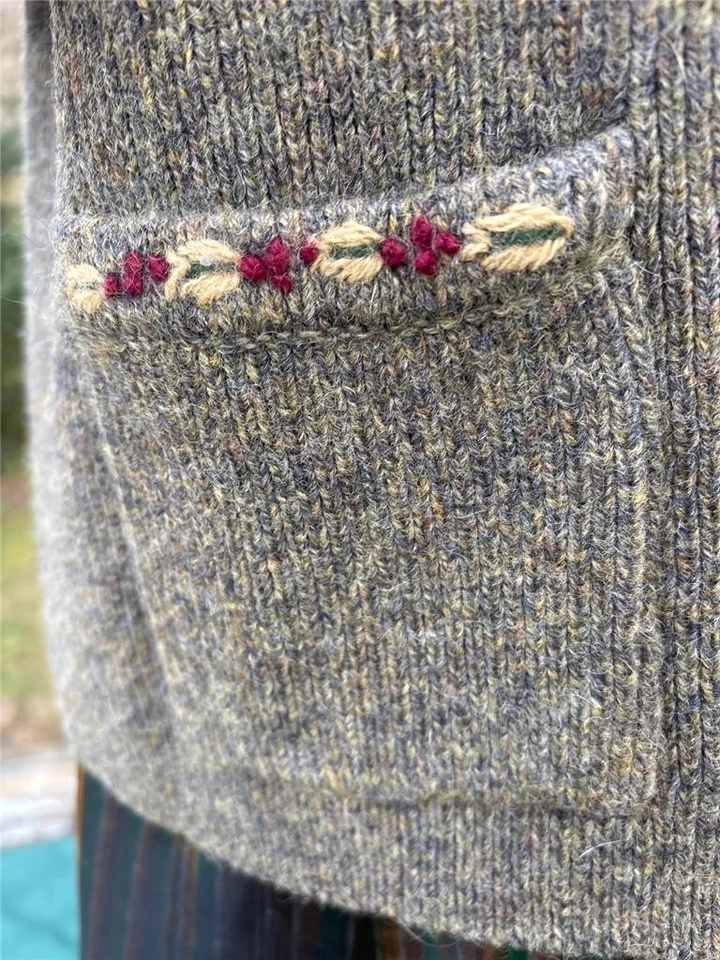 CÁRDIGAN WOOLRICH Delantero Abierto Bordado Lana Para Mujer Talla X L Foto 3 de 4