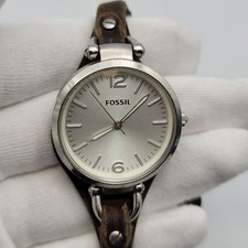 Fossil ES3060 Women Watch 32mm Stainless Steel Leather Band 5ATM, Runs