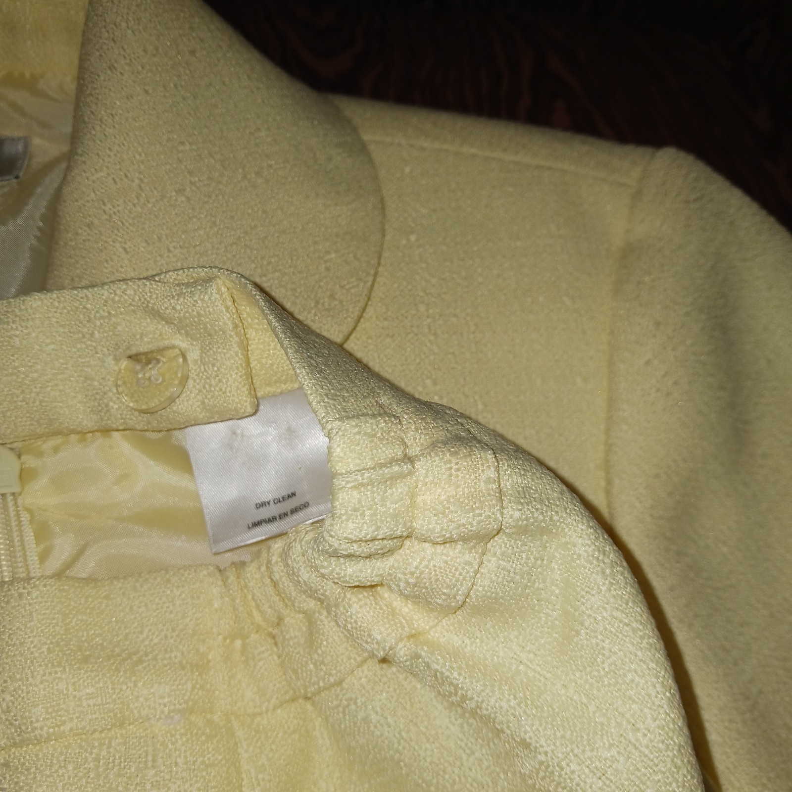 LE SUIT 2 Piece Yellow Long Sleeve Button Up Skirt Suit Women's Sz 14W