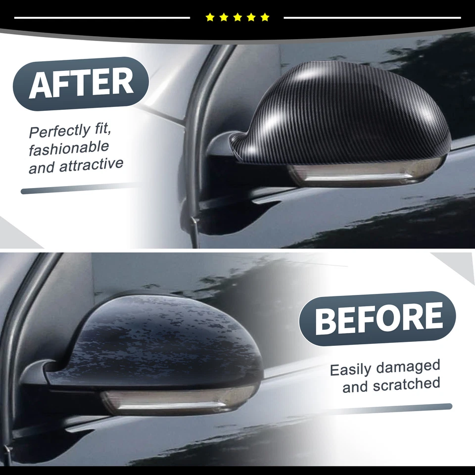 Piece of 2 Pair Rearview Mirror Cover Cap fit for Volkswagen Golf 5 GTI MK5 - Image 2 of 4