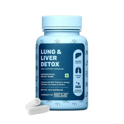 What's Up Wellness Lung & Liver Detox Supplement For Fatty Liver, 30 Capsules