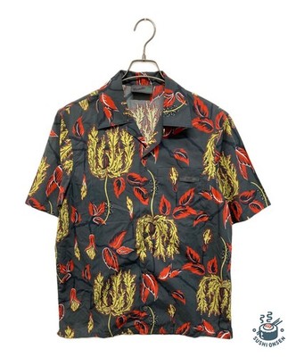 PRADA All-over print Aloha open-collar shirt Size: M Black Men UCS305