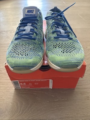 Nike Flyknit Zoom Agility Women's Running Shoes Size 8.5 Chalk Blue/White-Racer