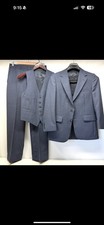 Vintage 80's Men's 3pc Wool Suit Raleighs Washington Blue Gray PinStripe