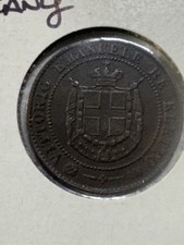 1859 Italian States Tuscany 2 Centesimi Copper Coin