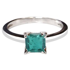 1.40Ct Princess Shape Natural Emerald Women's Ring In 925 Silver - Tariffs Free