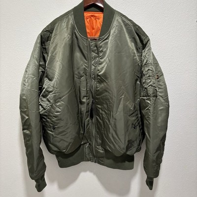 Alpha Industries MA-1 Flight Bomber Jacket Mens Size XL Green Reversible