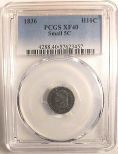 Pop 1 Of 20 PCGS Graded XF 40 Small 5C 1836 Capped Bust Half Dime H10C