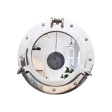 12inch Nautical Decor Porthole Wall Mirror, Polished 12"L x 12"W Aluminum