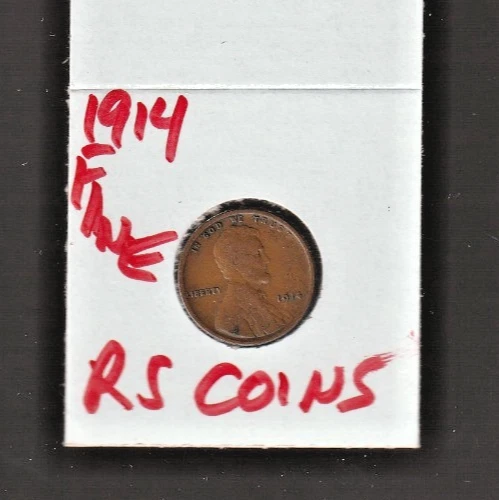 1914   FINE   LINCOLN  CENT     FINE   1914     /   RS COINS #26i  FREE SHIP !