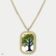 Stunning Colorful Tree of Life Pendant Necklace Chain Photo Dog Tag Chain Gift D