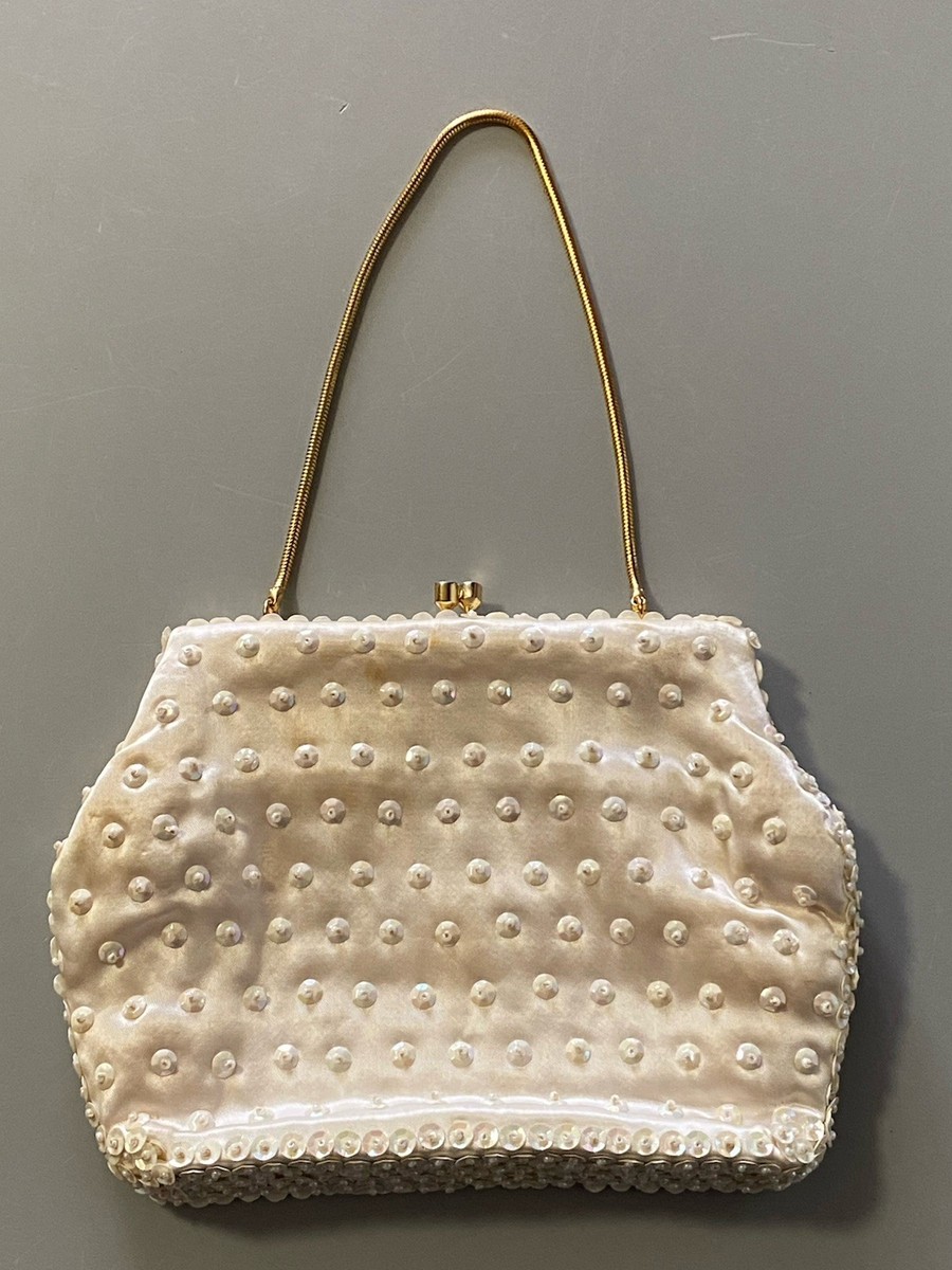 Vintage JEM Hand Made Hong Kong Beads & Sequin Evening Bag Snake Chain 1960s View 2
