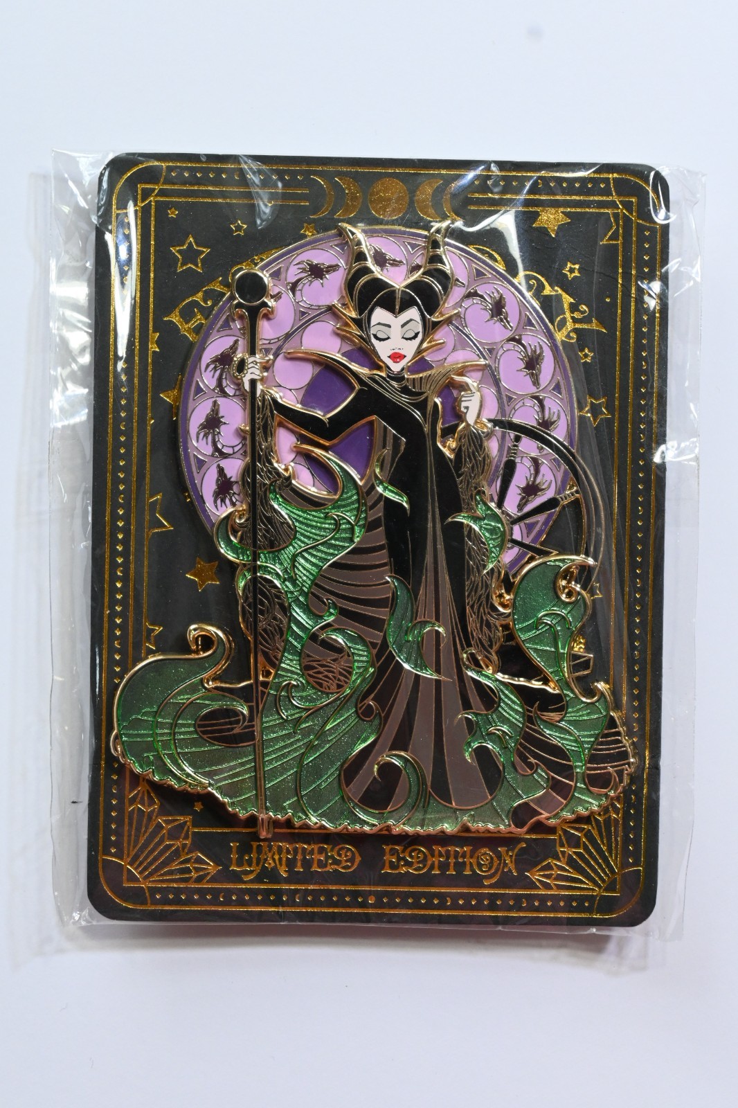 NWT Sleeping Beauty Maleficent Sandblast Flame Art Nouveau LE POP Fantasy Pin