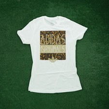 Adidas Originals Women's White Leopard Print Boyfriend T-Shirt AV8999