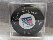Edgar Laprade HoF New York Rangers Signed NHL Puck  Autograph + CASE