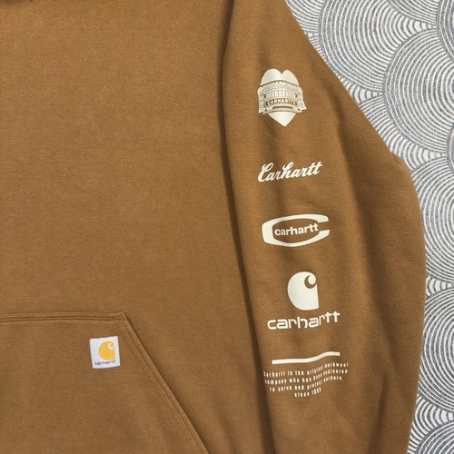 Carhartt 106228 Calce Suelto Peso Medio Gráfico Manga Pullover Sudadera con Capucha Marrón Hombres XL - Imagen 3 de 11