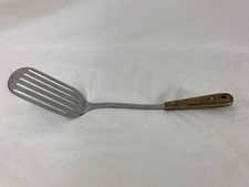 Vintage VOLLRATH #46967 Slotted Stainless Steel 1" Spatula Flipper w/Wood Handle
