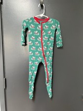 Kickee Pants Zip Pajamas 9-12M Christmas Sledding Polar Bear