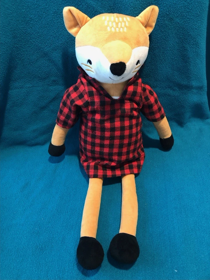 Marmalade Theodore Fox Plush Figural Throw Pillow Red Black Buffalo Plaid Shirt - Image 2 of 4