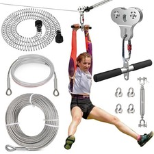 Zip Lines for Kids and Adults Outdoor Up to 500 Lbs, 304 Stainless Steel 80FT...