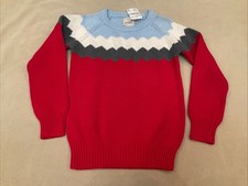 Peek Sweater Girls Boys 10 Red Blue Grey Chevron Nordstrom Rack Nwt