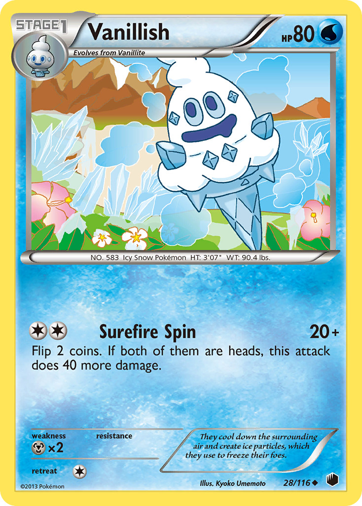 Vanillish 28/116 Uncommon Plasma Freeze Pokemon Lightly Played