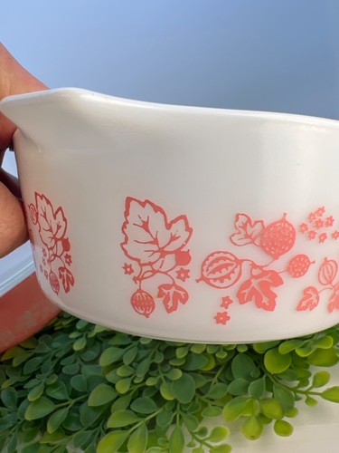 Set of 3 - Vtg PYREX Pink Gooseberry Round Casserole Dishes #471 + #472 + 1 LID - Picture 15 of 18