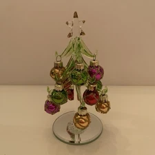 LS Arts glass mini Christmas tree glitter Shiny Mini Ornaments NIB
