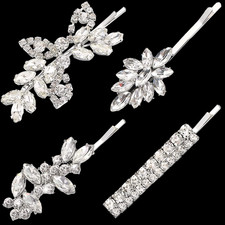 4 Pieces Bridal Hair Clips, Rhinestone Hair Accessories Leaf Wedding Hair Pins C