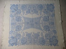 Vintage St. Moritz Golden Dawn JC Penney Blue Floral Pattern 100% Wool Blanket