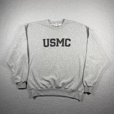Vintage Marines Sweatshirt Mens L Gray USMC Crewneck Soffe Sweats Made USA