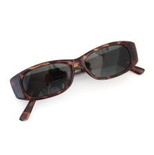 Authentic Vintage Tortoise Rectangular Sunglasses with Glass Lenses and Case