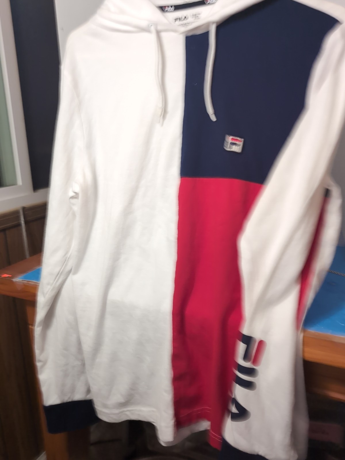 FILA Felpa con Cappuccio Giacca Rosso Bianco e Blu Taglia S Pullover Small